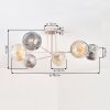 Ripoll ceiling light, globe light sand-coloured, 6-light sources