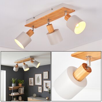 Olaris ceiling light, ceiling spotlight chrome, grey, Ecru, 3-light sources