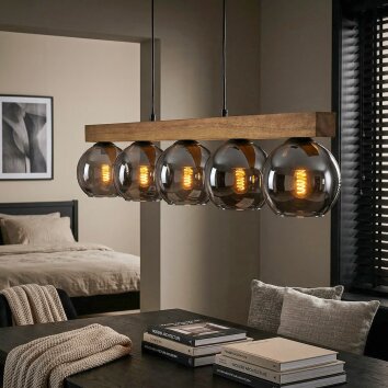 Koyoto hanging light, globe light, pendant light Ecru, black, 5-light sources