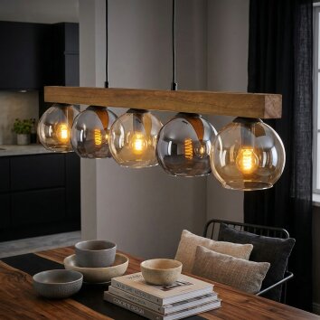 Koyoto hanging light, globe light, pendant light Ecru, black, 5-light sources