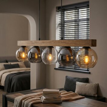 Koyoto hanging light, globe light, pendant light Ecru, black, 5-light sources