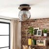 Rafon ceiling light, globe light Wood like finish, black, 1-light source