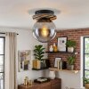 Rafon ceiling light, globe light Wood like finish, black, 1-light source