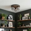 Rafon ceiling light, globe light Wood like finish, black, 3-light sources