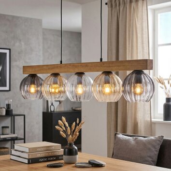Koyoto hanging light, globe light, pendant light Ecru, black, 5-light sources