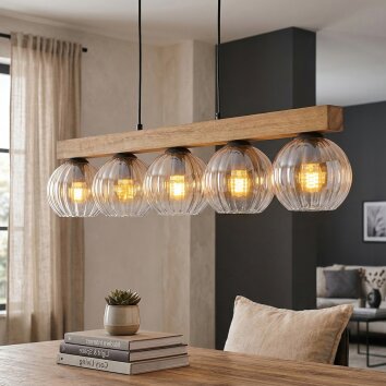 Koyoto hanging light, globe light, pendant light Ecru, black, 5-light sources