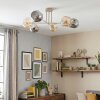 Ripoll ceiling light, globe light sand-coloured, 6-light sources