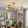 Ripoll ceiling light, globe light sand-coloured, 6-light sources