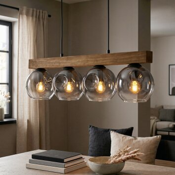 Ripoll hanging light, globe light, pendant light Ecru, black, 4-light sources