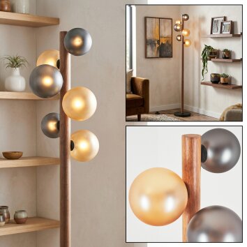 Lorin floor lamp LED dark brown, Ecru, black, 6-light sources