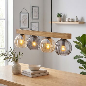 Koyoto hanging light, globe light, pendant light Ecru, black, 4-light sources