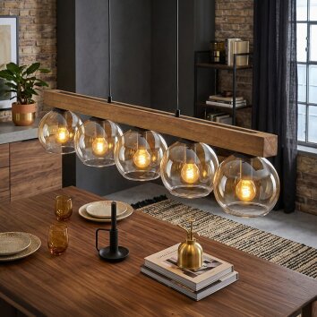 Koyoto hanging light, globe light, pendant light Ecru, black, 5-light sources