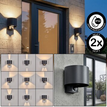 Almodofa outdoor wall light, Up & Down Light, wall light LED anthracite, 1-light source, Motion sensor