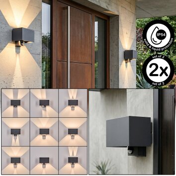 Almodofa outdoor wall light, Up & Down Light, wall light LED anthracite, 1-light source, Motion sensor