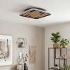 Velani LED ceiling light with wooden slat design, Scandinavian flat square panel