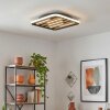 Velani LED ceiling light with wooden slat design, Scandinavian flat square panel