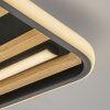 Velani LED ceiling light with wooden slat design, Scandinavian flat square panel