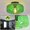 Boza Green Glass Ceiling Light, Retro Flush Mount Light for Living Room