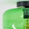 Boza Green Glass Ceiling Light, Retro Flush Mount Light for Living Room