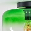 Boza glass ceiling light with green gradient shade, round flush mount Ø 28 cm