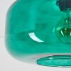 Boza green glass ceiling light, flush mount lamp with round dark green glass shade