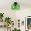 Boza green glass ceiling light, retro flush mount lamp with E27 socket, Ø 28 cm