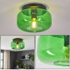 Boza retro flush ceiling light with green glass shade, Ø 28 cm, E27 fitting