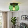 Boza retro flush ceiling light with green glass shade, Ø 28 cm, E27 fitting