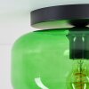 Boza retro flush ceiling light with green glass shade, Ø 28 cm, E27 fitting