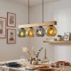 Ripoll wooden beam pendant light, 4-light dining table lamp with colored glass globes