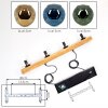 Ripoll wooden beam pendant light, 4-light dining table lamp with colored glass globes