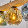 Ripoll wooden beam pendant light, 4-light dining table lamp with colored glass globes
