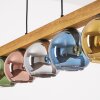 Koyoto wooden bar pendant light, 5-light glass globe pendant, length 95 cm