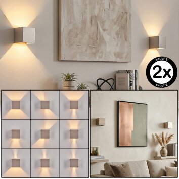 Badajoz up down wall light set of 2, cube G9 design in taupe