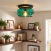 Boza green glass ceiling light, flush mount lamp with rounded retro shade