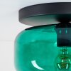 Boza green glass ceiling light, flush mount lamp with rounded retro shade