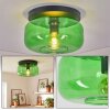 Boza green glass ceiling light, retro flush mount for dining room and hallway