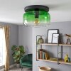 Boza ceiling light with green glass shade, round flush mount for hallway