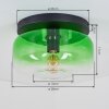 Boza ceiling light with green glass shade, round flush mount for hallway
