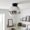 Gastor smoked glass ceiling light, globe flush mount lamp with E27 socket