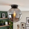 Gastor smoked glass ceiling light with globe shade, E27 retro hallway lamp