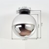 Gastor ceiling light with smoked glass globe shade, E27, retro vintage style