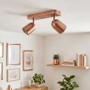 Lemak LED ceiling spotlight in copper, 2-light GU10 adjustable spot bar