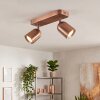 Lemak LED ceiling spotlight in copper, 2-light GU10 adjustable spot bar
