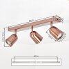 Lemak copper LED ceiling spotlight, 3-light adjustable spot heads for living room