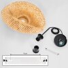 Bauro pendant light with curved woven shade, E27 dining room light, length 50 cm
