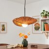 Bauro bamboo pendant light, dining room pendant light with organic woven shade, length 40 cm