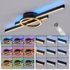 Narok LED ceiling light with remote control, modern geometric ring and bar design