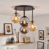 Cluster ceiling light Gastor with 4 modern amber and smoke glass shades