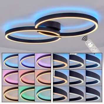 Narok LED ring ceiling light with remote control, modern living room ceiling lamp